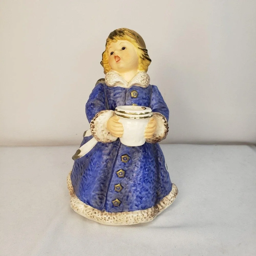 Goebel Handarbeit Large Angel W Germany 42 329 22 Blue Candleholder Frobek 8.75" - Picture 5 of 12